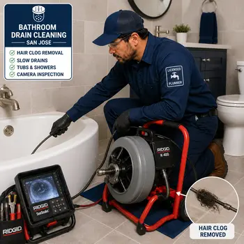 Bathroom drain cleaning in San Jose for hair clogs and slow-draining tubs