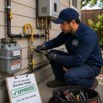 Gas line installation in San Jose with full permits by licensed plumbing professional