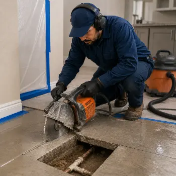 Slab leak repair in San Jose with precise concrete cutting by certified plumber